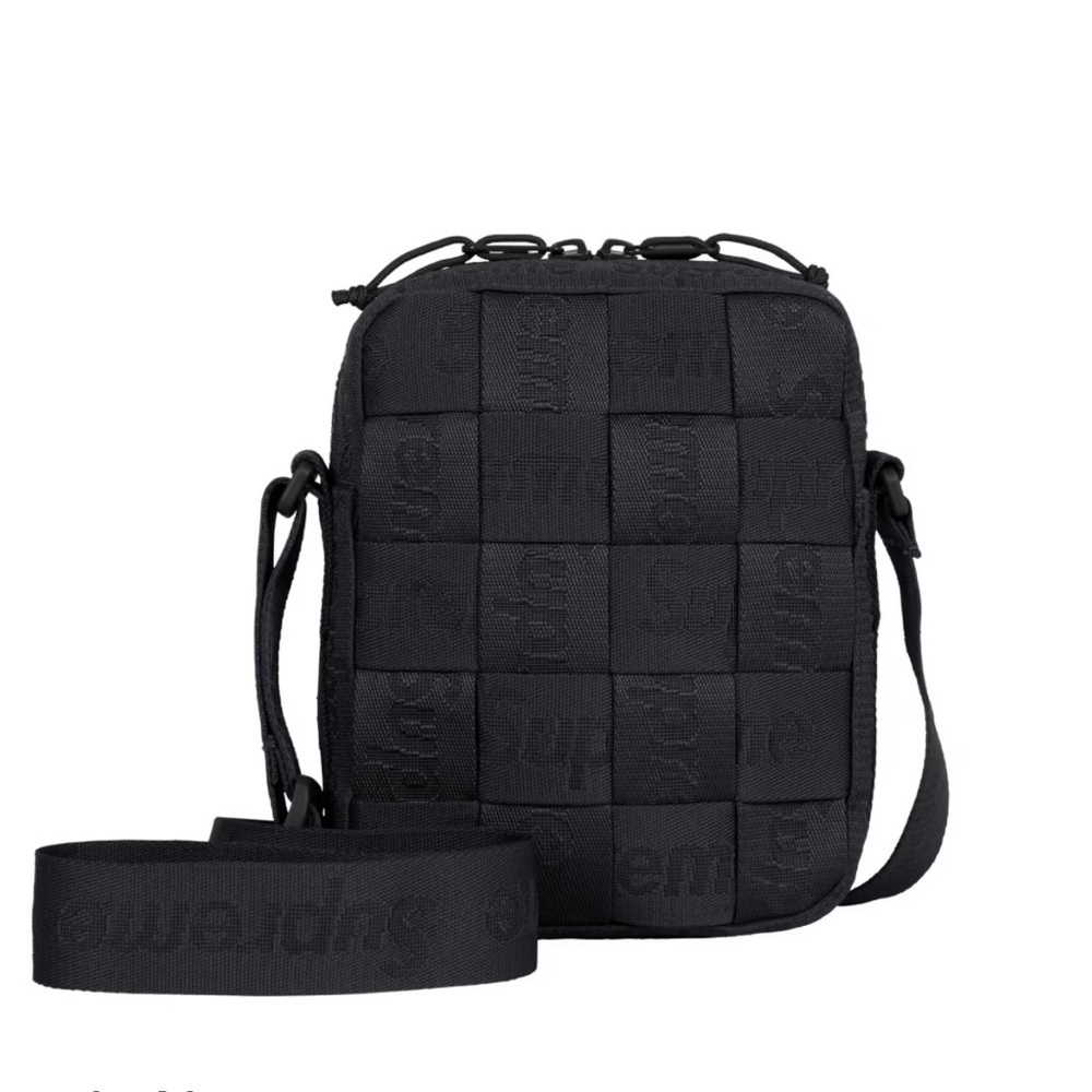 Supreme Woven Black Shoulder Bag Logo